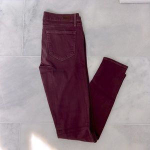 Paige maroon skinny jeans size 27